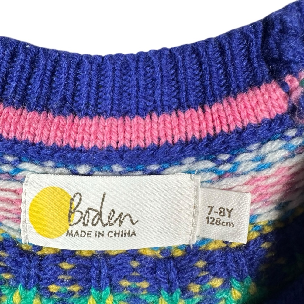 BODEN Knit Wool Blend Fair Isle Sweater 7-8yr - Picture 7 of 8